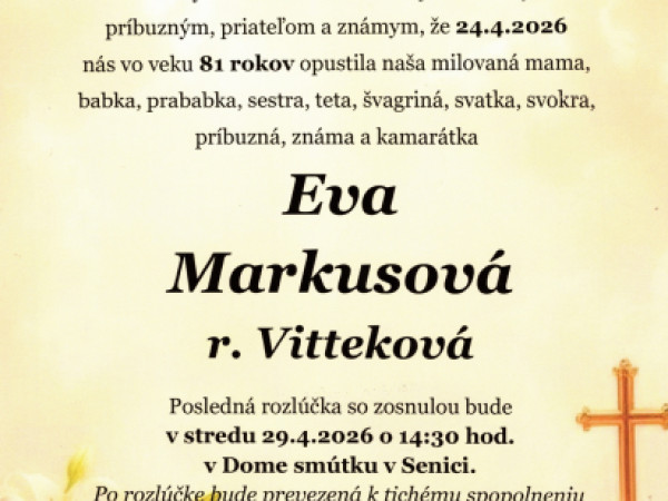 Eva Markusová r. Vitteková