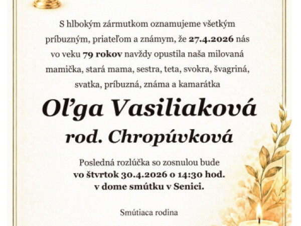 Oľga Vasiliaková r. Chropúvková