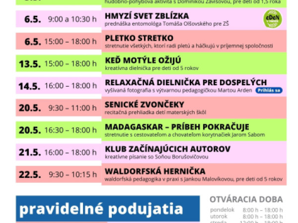 Podujatia v Záhorskej knižnici v máji 2026