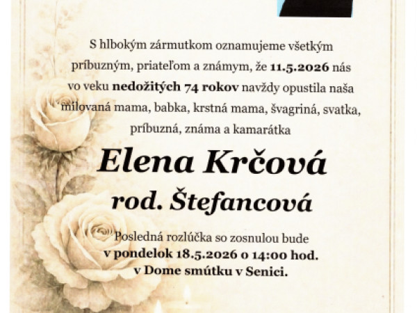 Elena Krčová r. Štefancová