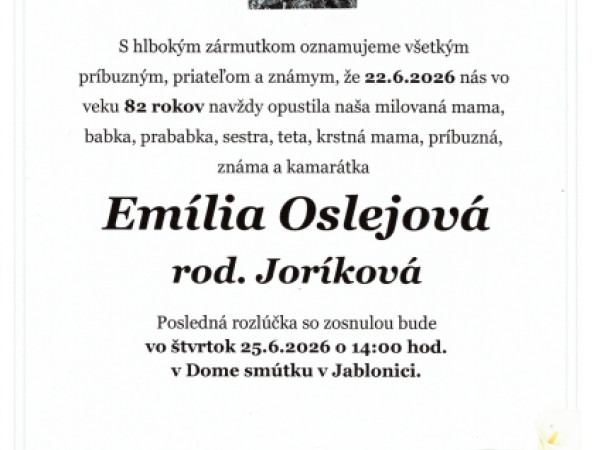 Emília Oslejová r. Joríková
