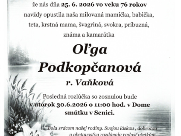 Oľga Podkopčanová r. Vaňková