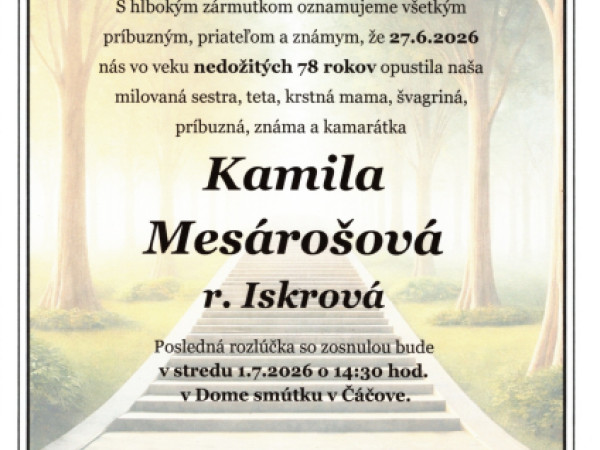 Kamila Mesárošová r. Iskrová