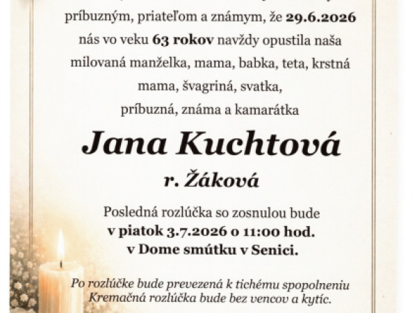 Jana Kuchtová r. Žáková