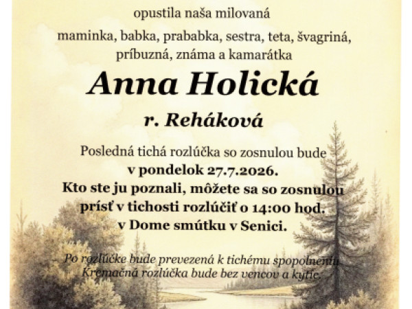 Anna Holická r. Reháková