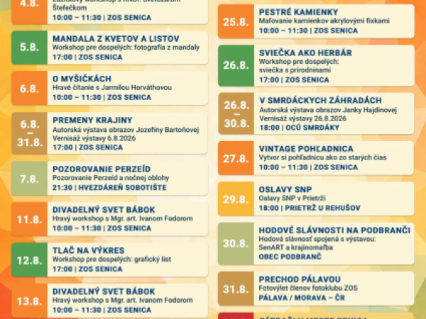 Záhorské osvetové stredisko - august 2026