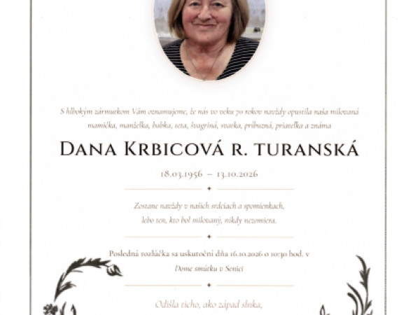 Dana Krbicová r. Turanská