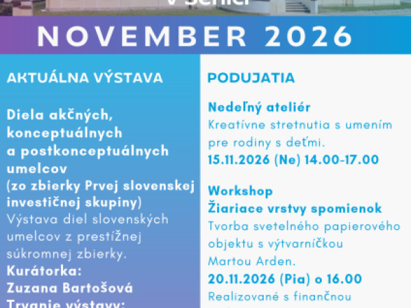 Program Záhorskej galérie v novembri 2026