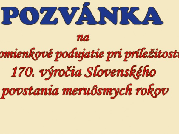 Spomienkové podujatie pri príležitosti 170. výročia Slovenského povstania meruôsmych rokov