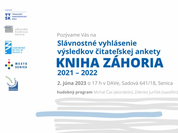 Slávnostné vyhodnotenie 13. ročníka súťaže Kniha Záhoria 2021 – 2022