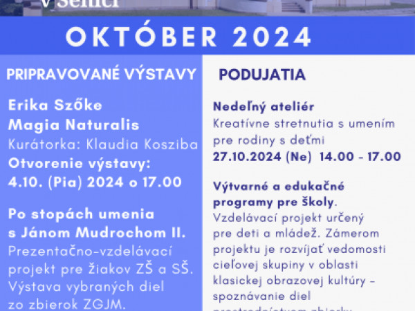 Program Záhorskej galérie Jána Mudrocha - október 2024