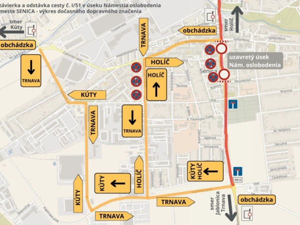 Dôležité dopravné obmedzenia v centre Senice