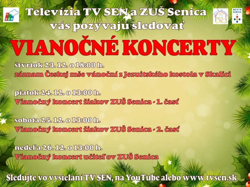 Vychutnajte si vianočné koncerty prostredníctvom našej televízie
