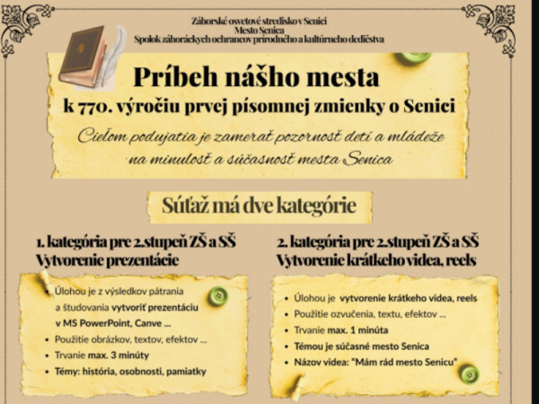 Zapojte sa do súťaže „Príbeh nášho mesta“ a ukážte Senicu svojimi očami