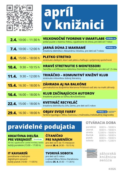 Podujatia v Záhorskej knižnici v mesiaci apríl