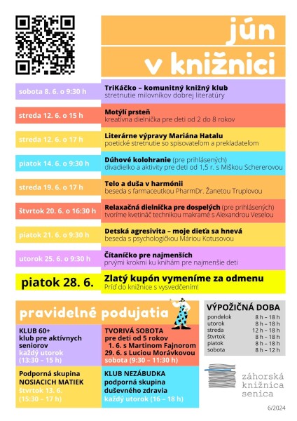 Podujatia v Záhorskej knižnici v mesiaci júni