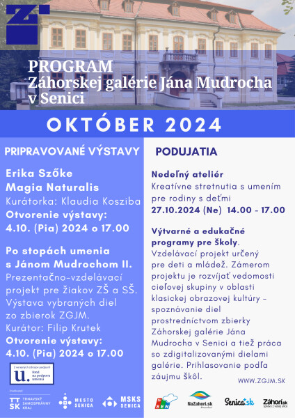 Program Záhorskej galérie Jána Mudrocha - október 2024