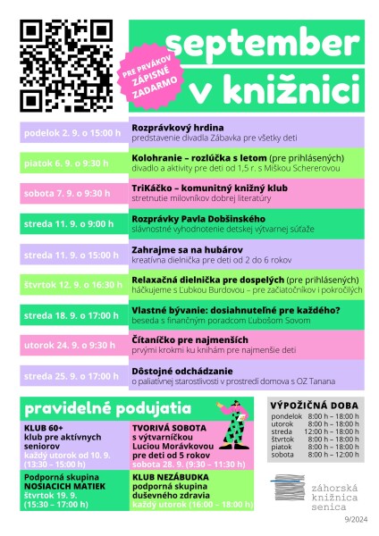 Podujatia v Záhorskej knižnici v mesiaci september