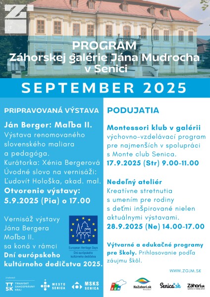 Program Záhorskej galérie Jána Mudrocha - september 2025