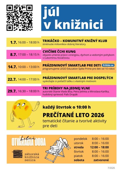 Podujatia v Záhorskej knižnici v júli 2026