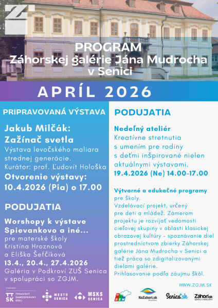 Program Záhorskej galéria Jána Mudrocha - apríl 2026